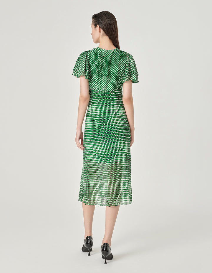 MARYLING Short Sleeve Ruffled Empire Waist A-Hem Dress