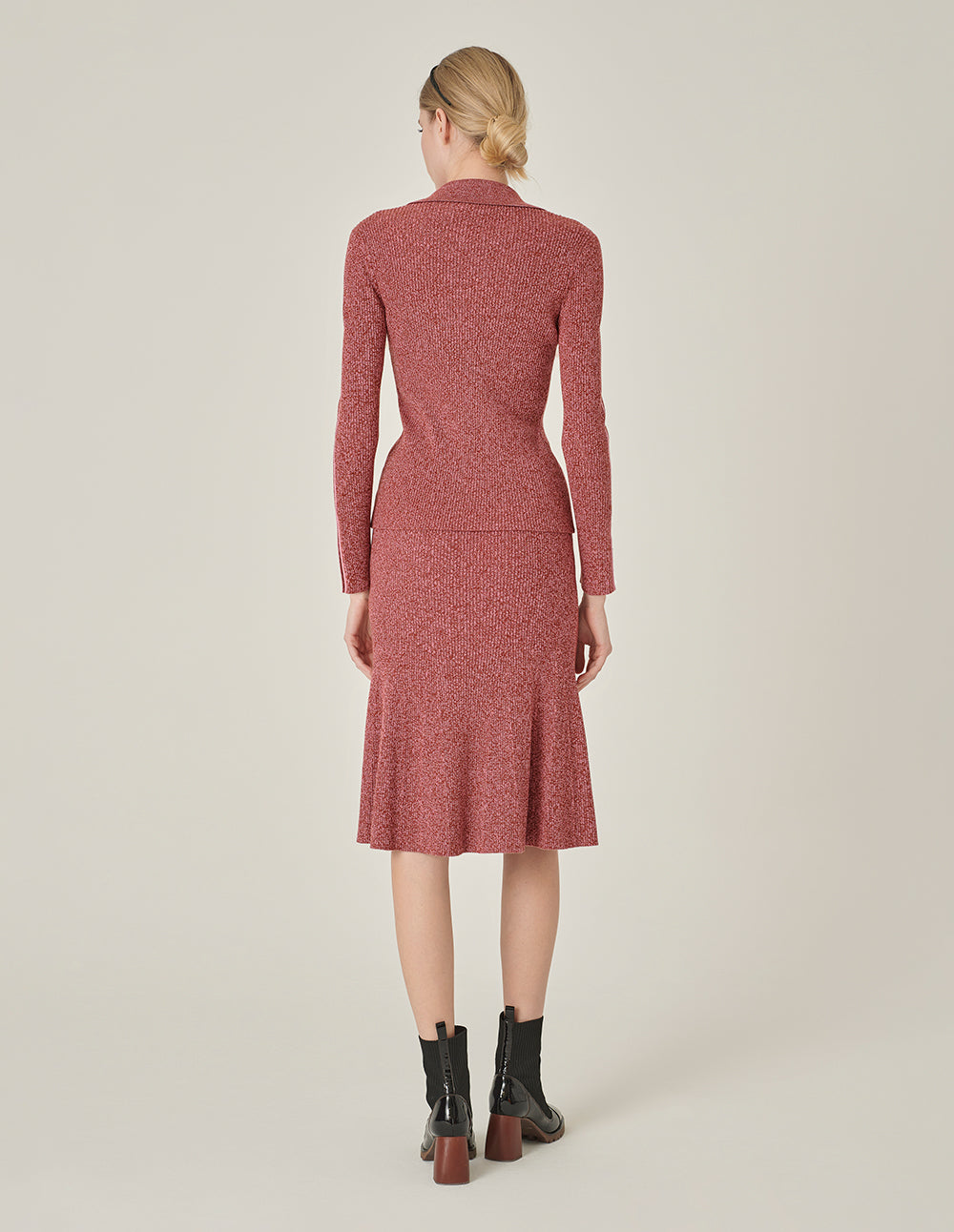 MARYLING Contrast Floral Wool Knitted Cardigan