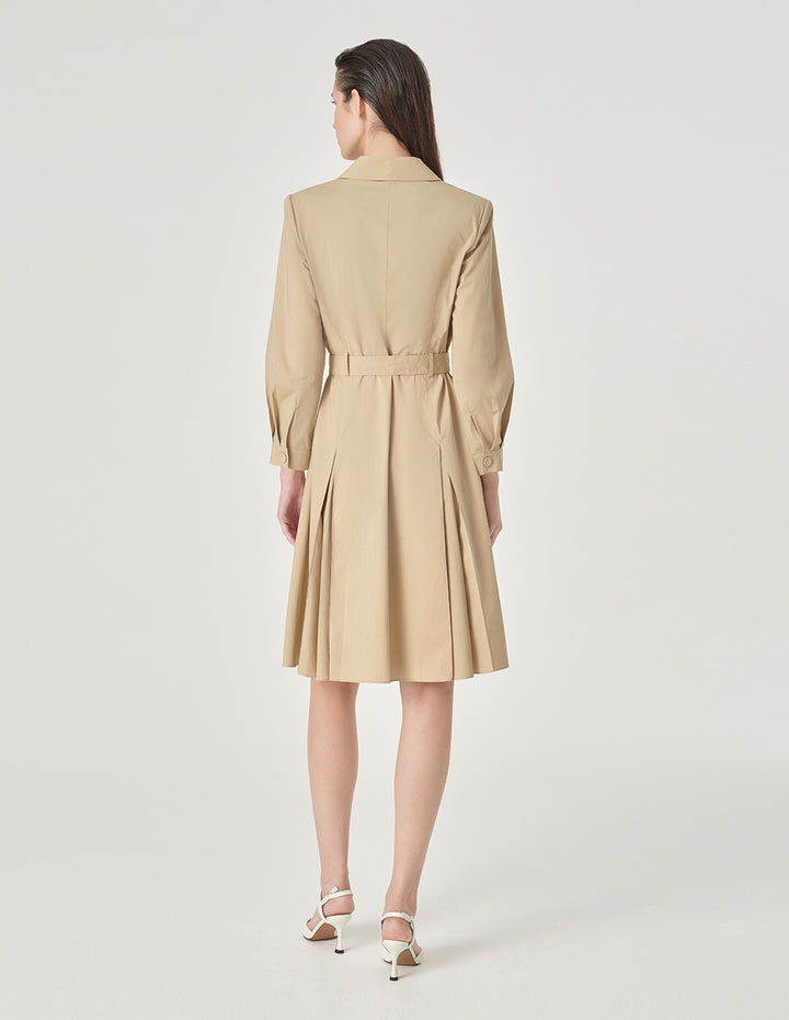 MARYLING Peak Lapel Belted Dress