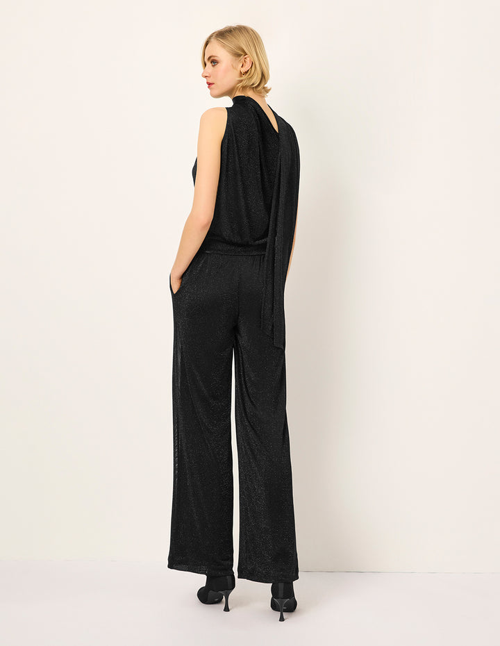 MARYLING Simple Black Mesh Straight-Leg Slim Pants