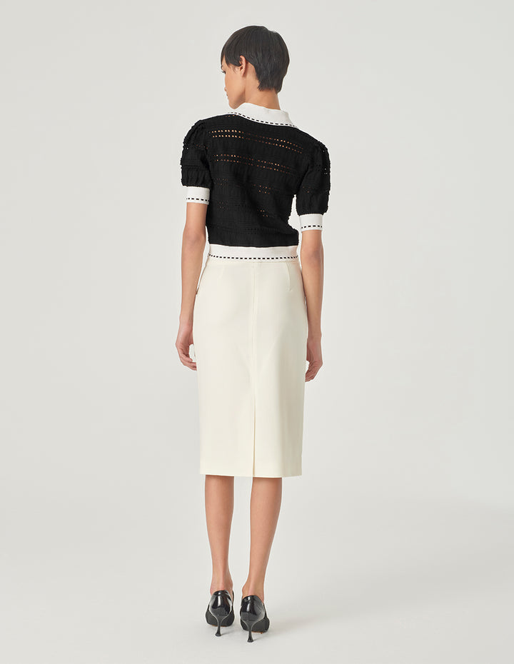 MARYLING Contrast Colour V-Neck Knitted Sweater