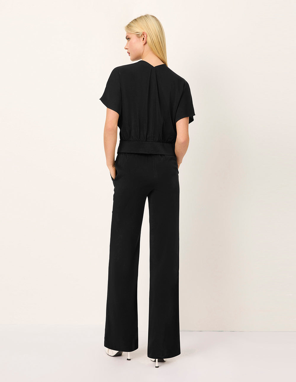 MARYLING V-Neck Batwing Short-Sleeve Tie Front Top