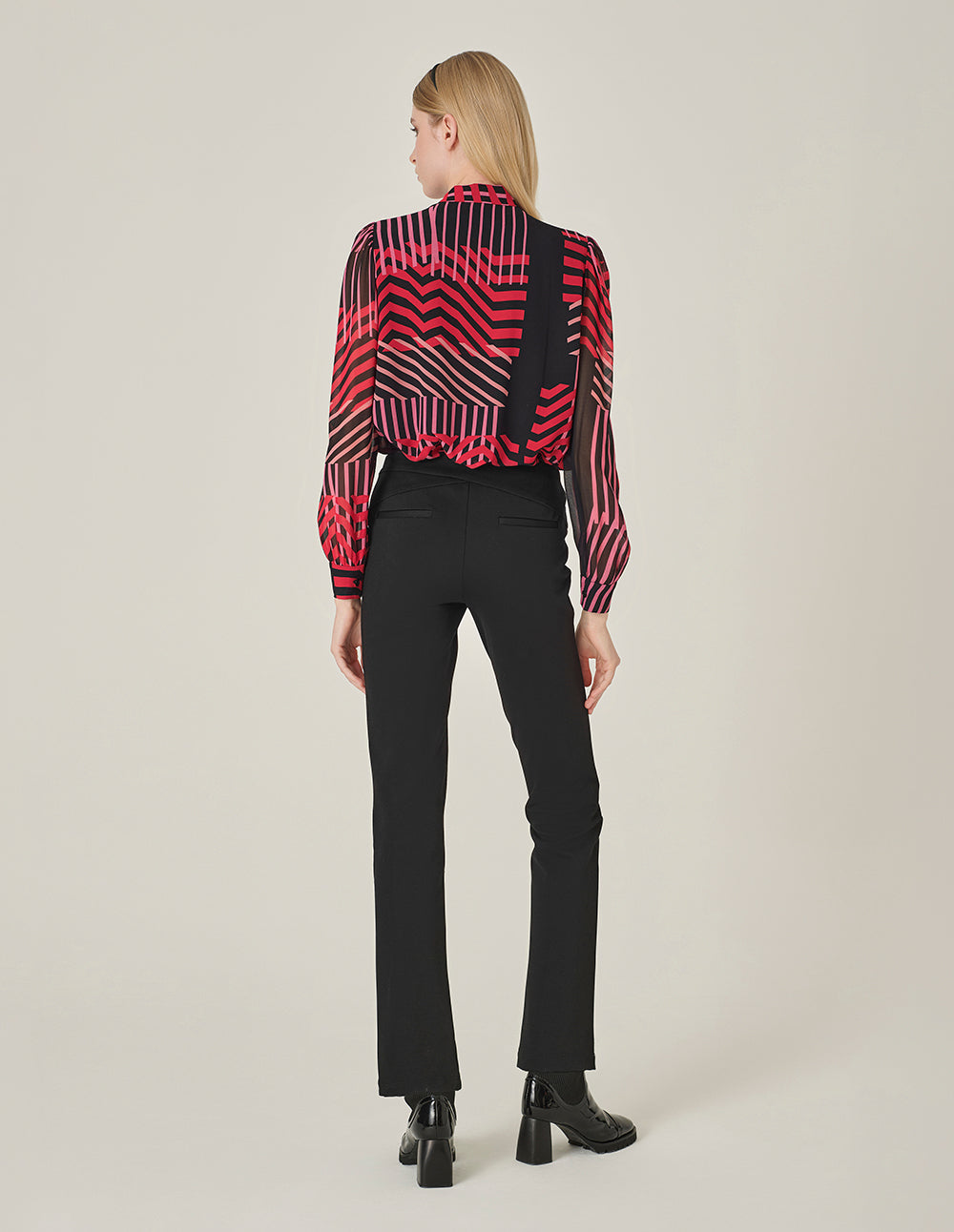 MARYLING Black Metal Buckle Slim-Fit Pants