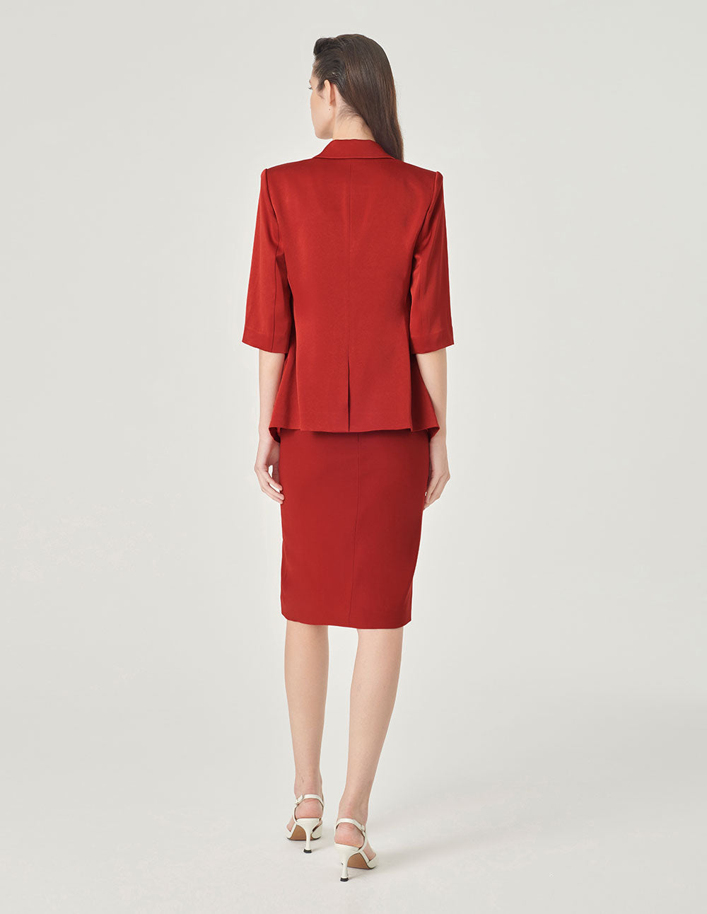 MARYLING Brick Red Pencil Skirt
