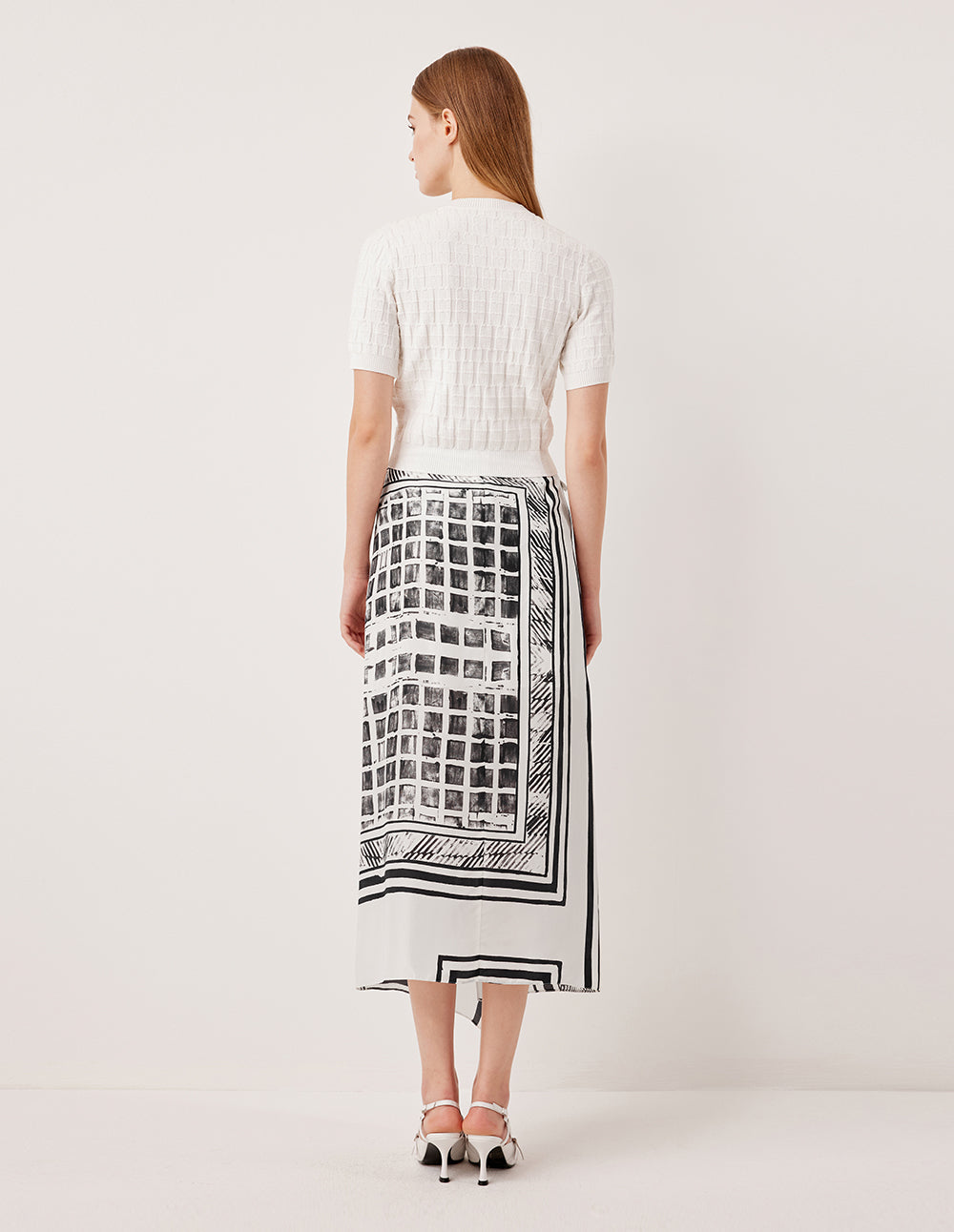 MARYLING Asymmetric Printed Silk Wrap Skirt