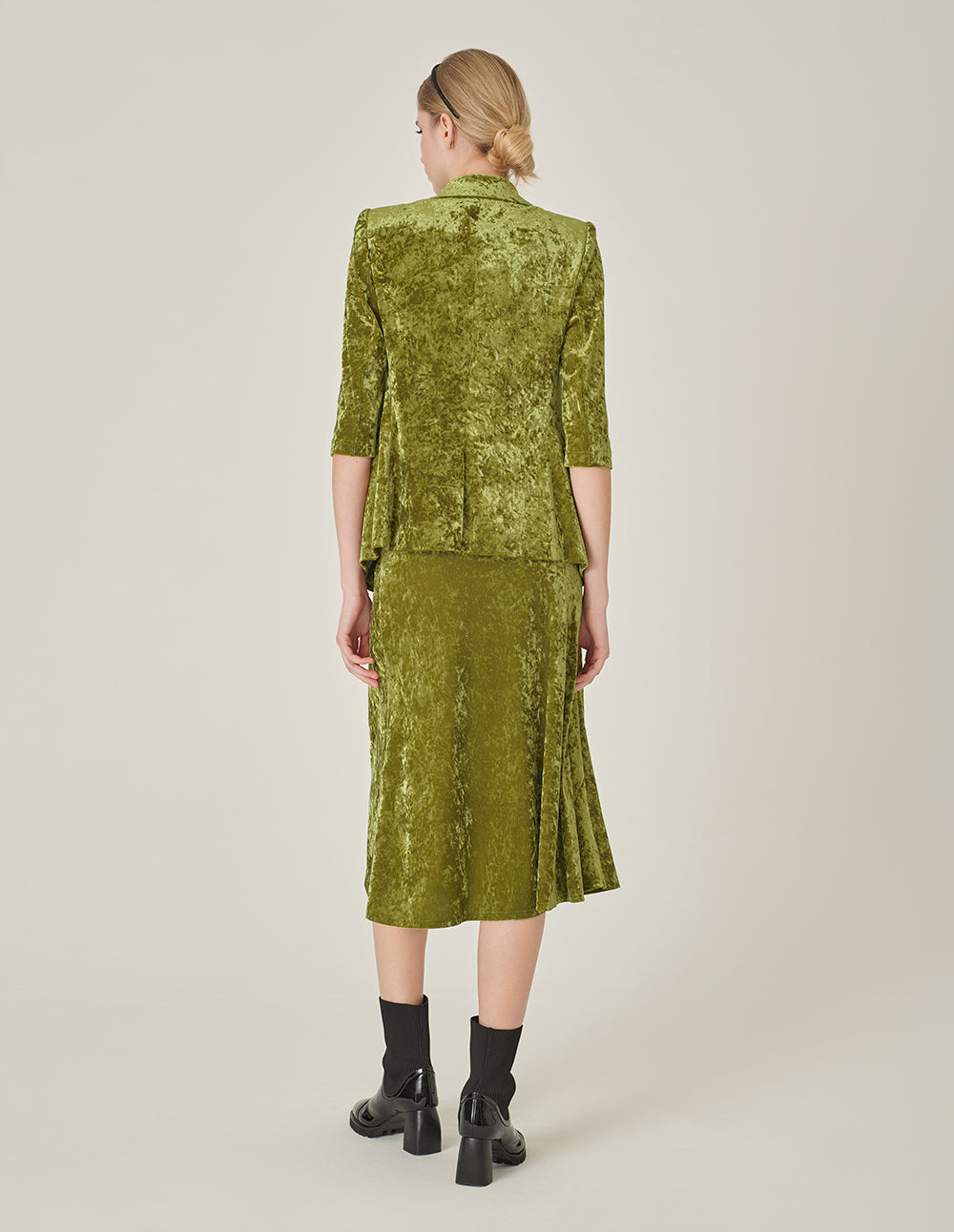 MARYLING Olive Green Velvet Blazer