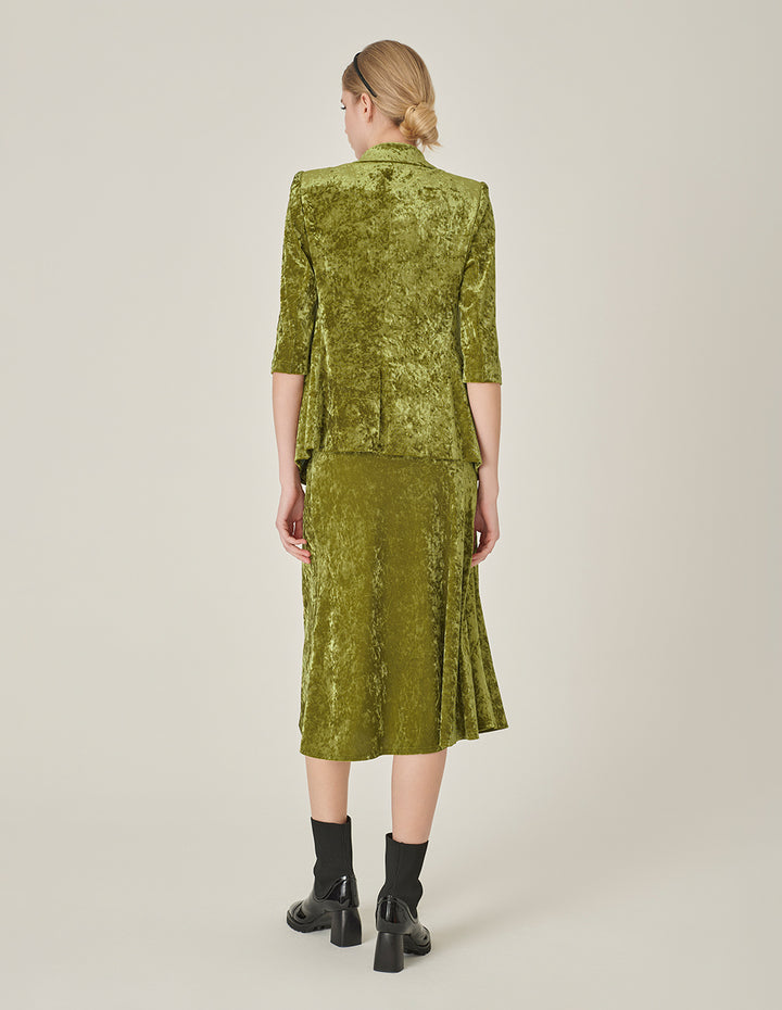 MARYLING Olive Green Velvet Blazer