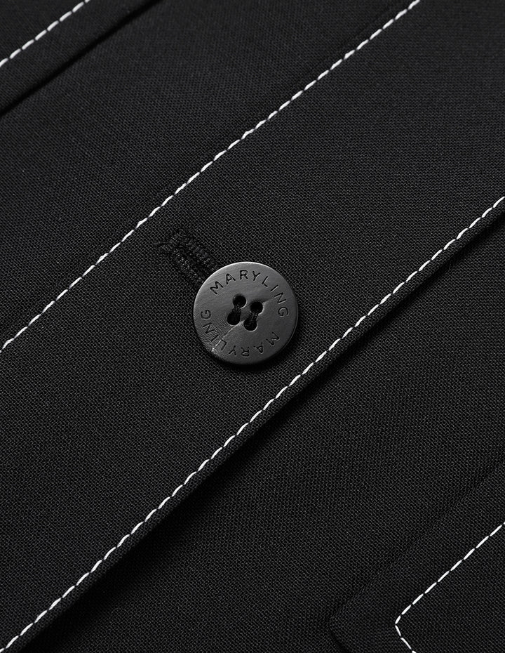 MARYLING Black Wide Shoulder Silhouette Short Jacket