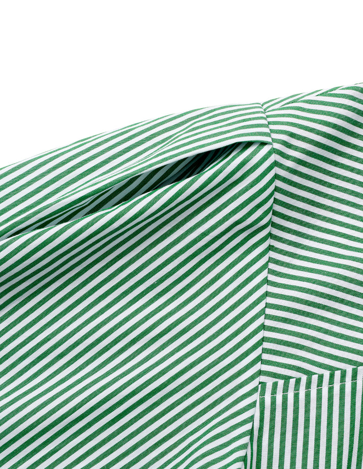 MARYLING Green And White Striped Cotton Blouse