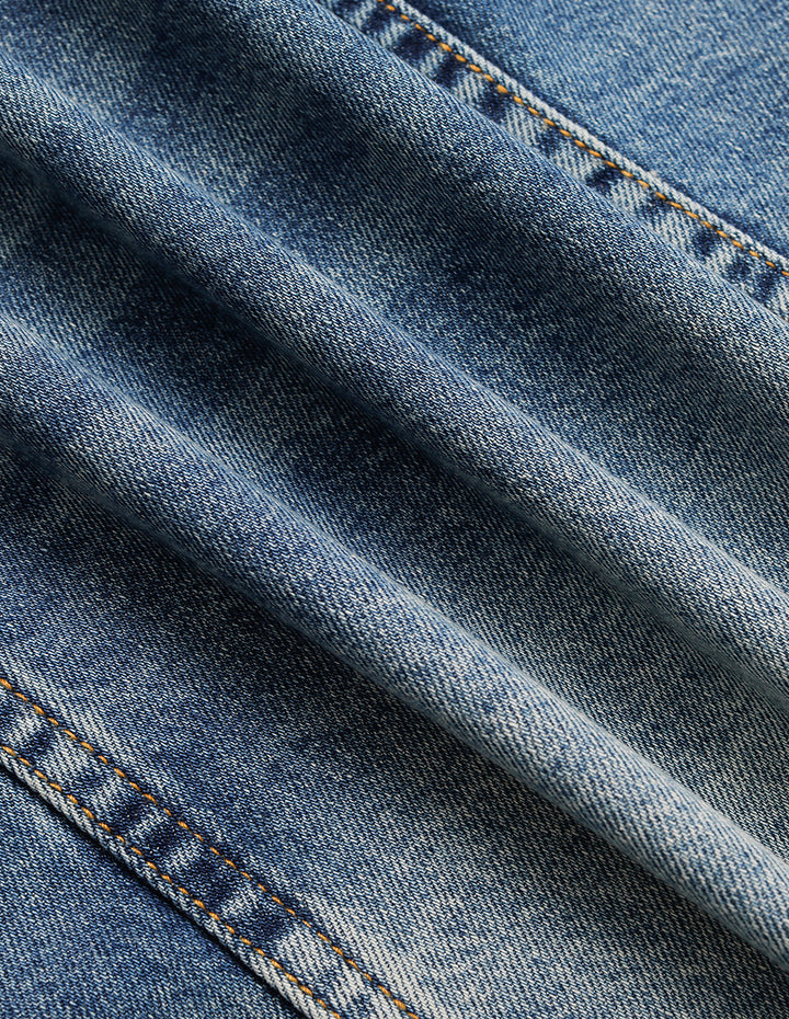 MARYLING Blue Denim Long-Sleeve Cropped Jacket