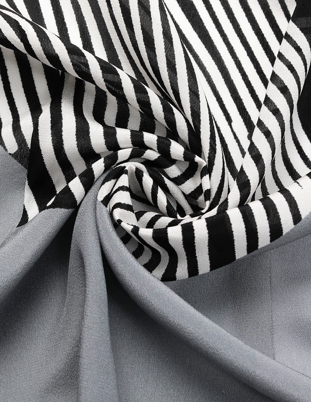 MARYLING Lapel Long-Sleeve Striped Print Silk Blouse