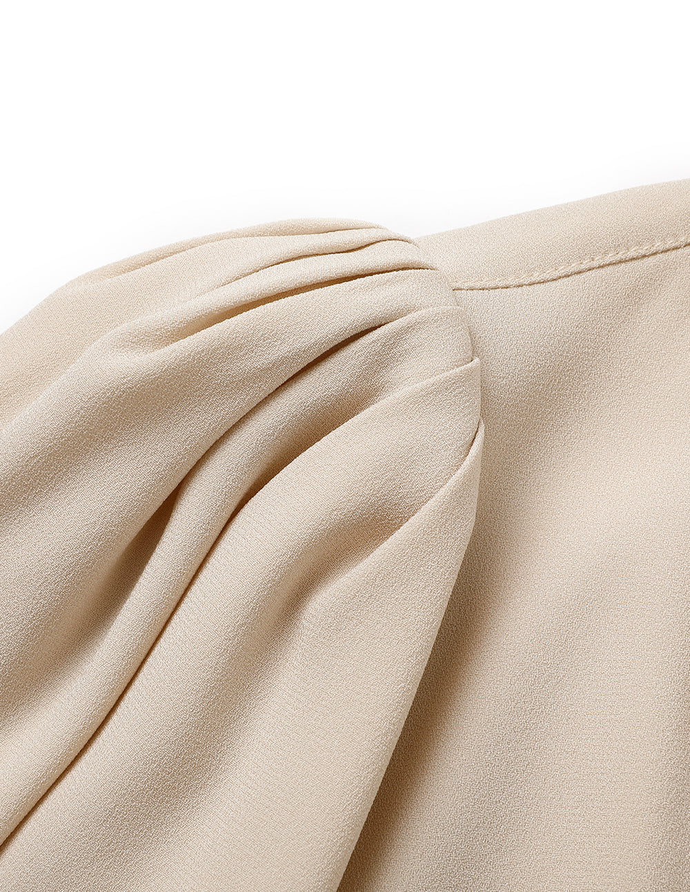 MARYLING V-Neck Puff Sleeve Waist Apricot Top