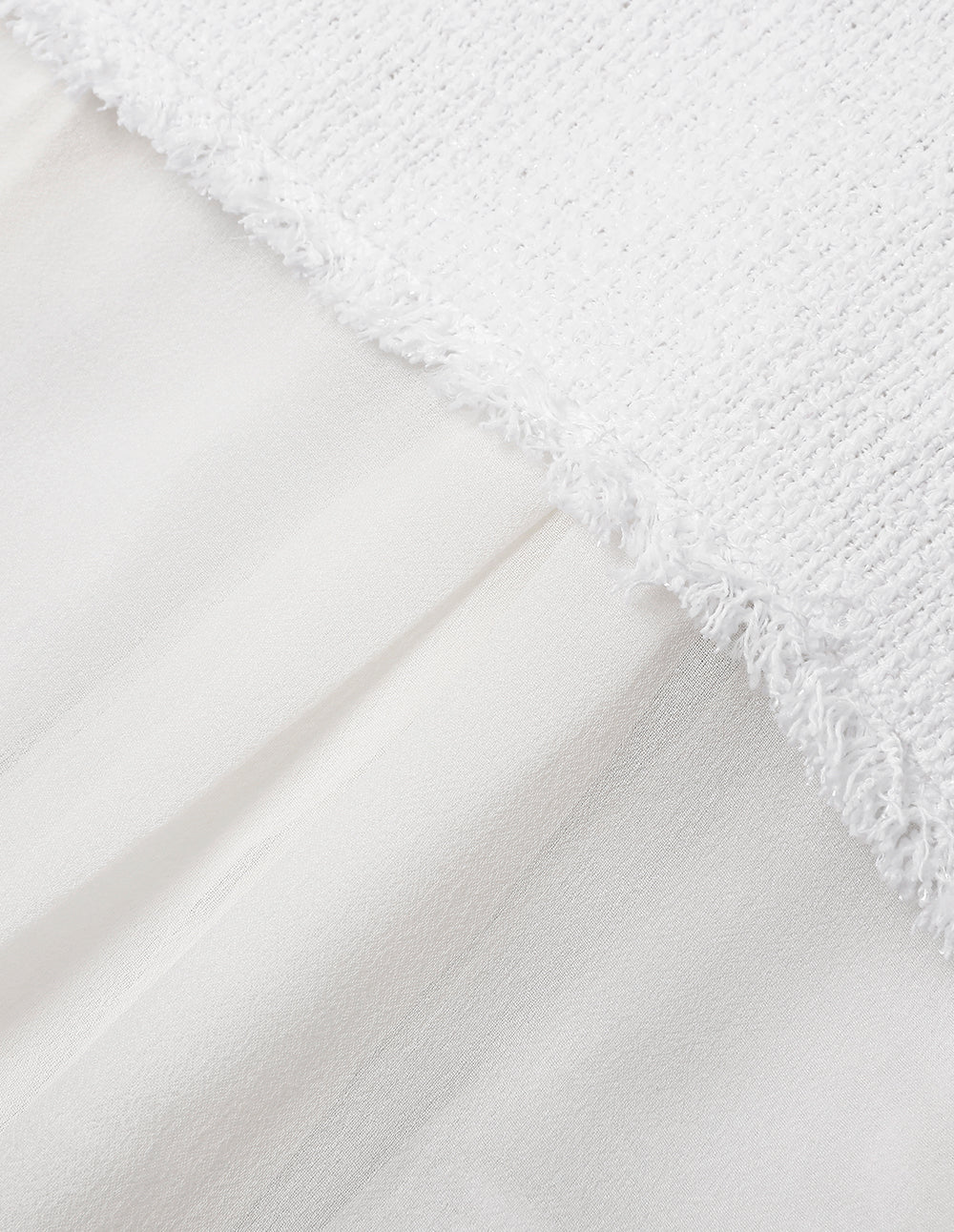 MARYLING White Frayed Edge Georgette Shirt Collar Blouse