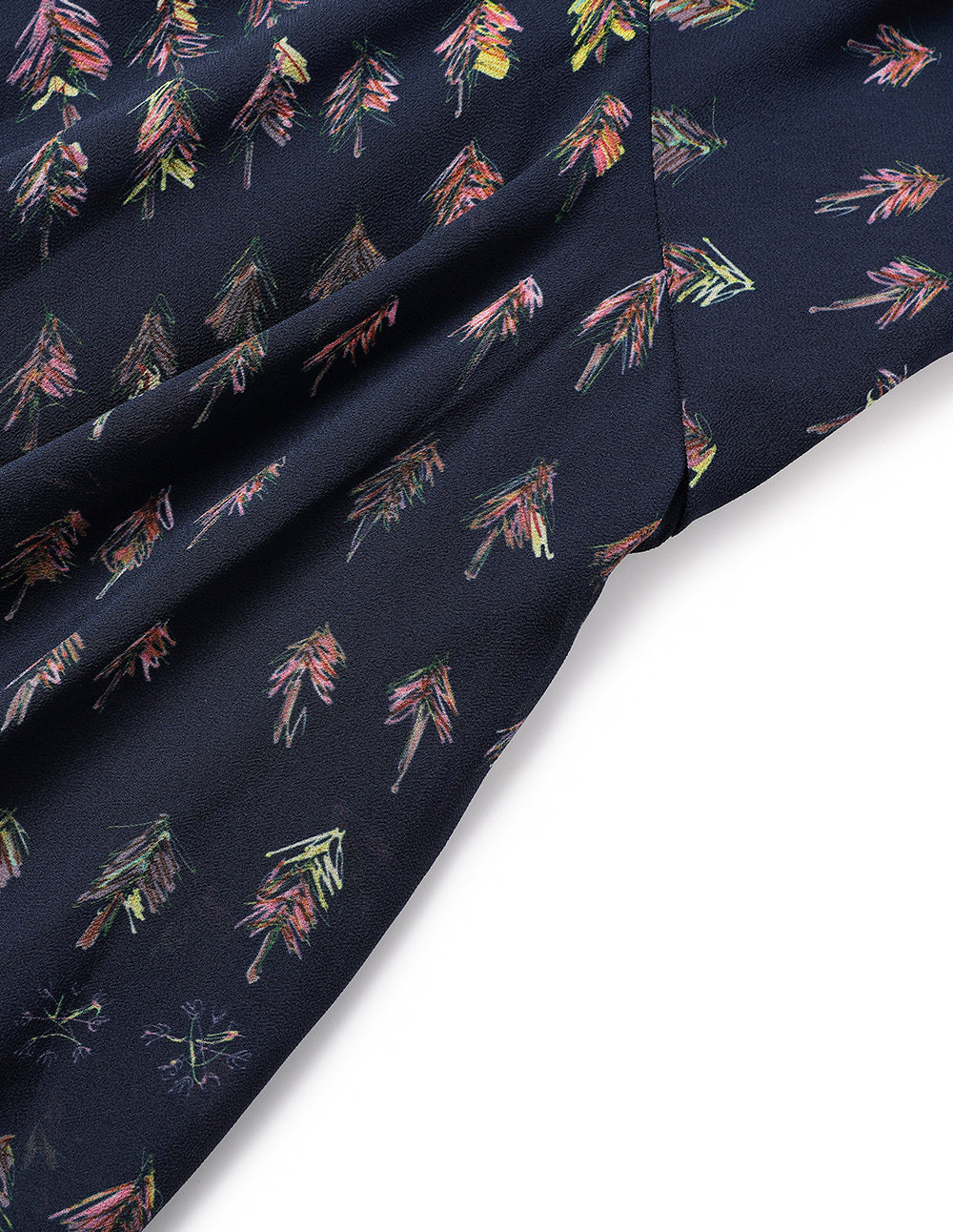 MARYLING V-Neck Ribbon Tree-Printed Blue Dress