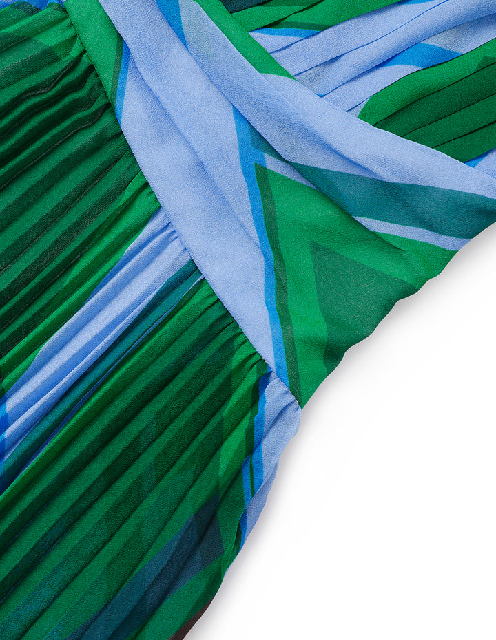 MARYLING V-Neck Mid-Length Sleeve A-Line Printed Dress