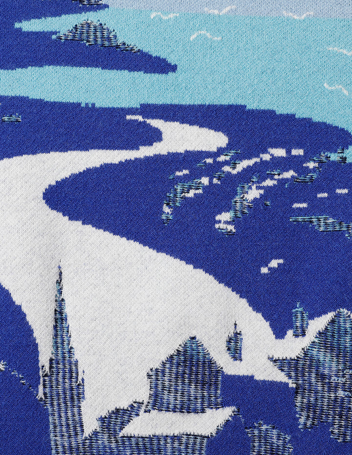 MARYLING Printed Short-Sleeves Jacquard Knitted T-Shirt