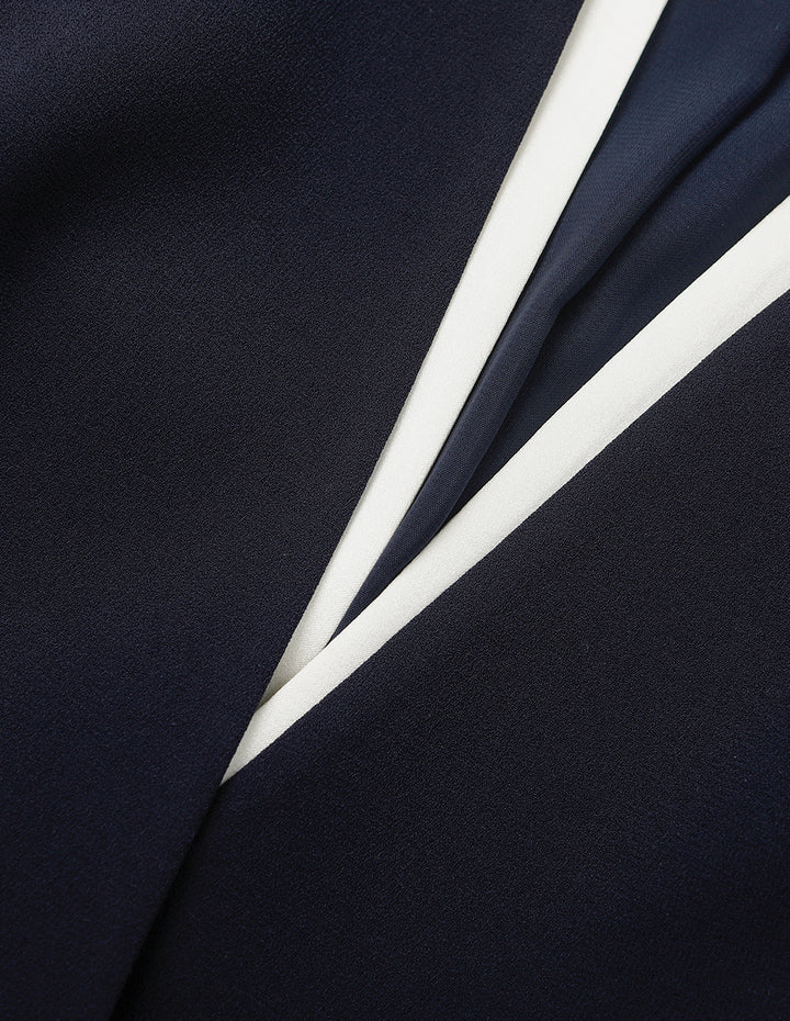 MARYLING Contrasting Fake Two-Piece 3/4 Sleeve Mid-Length Blazer