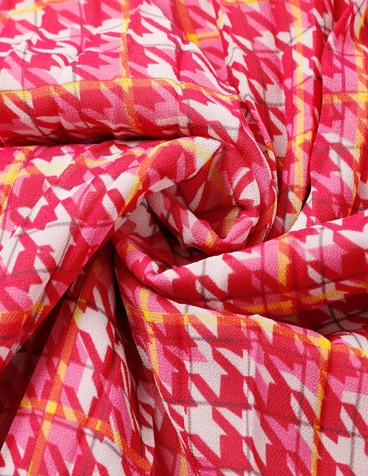 MARYLING Houndstooth Print Sun Pleated Skirt