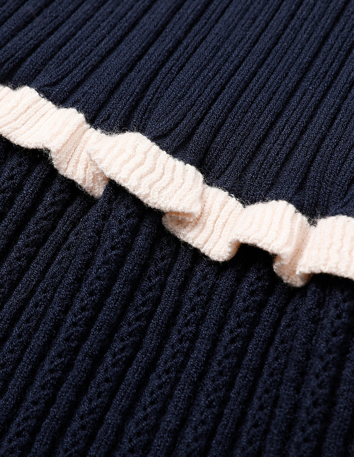 MARYLING Blue And White Contrasting Knitted Skirt