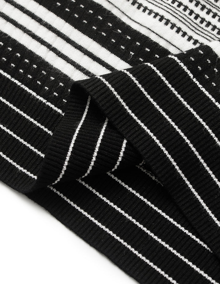 MARYLING Off-shoulder Short-sleeve Striped Sweater