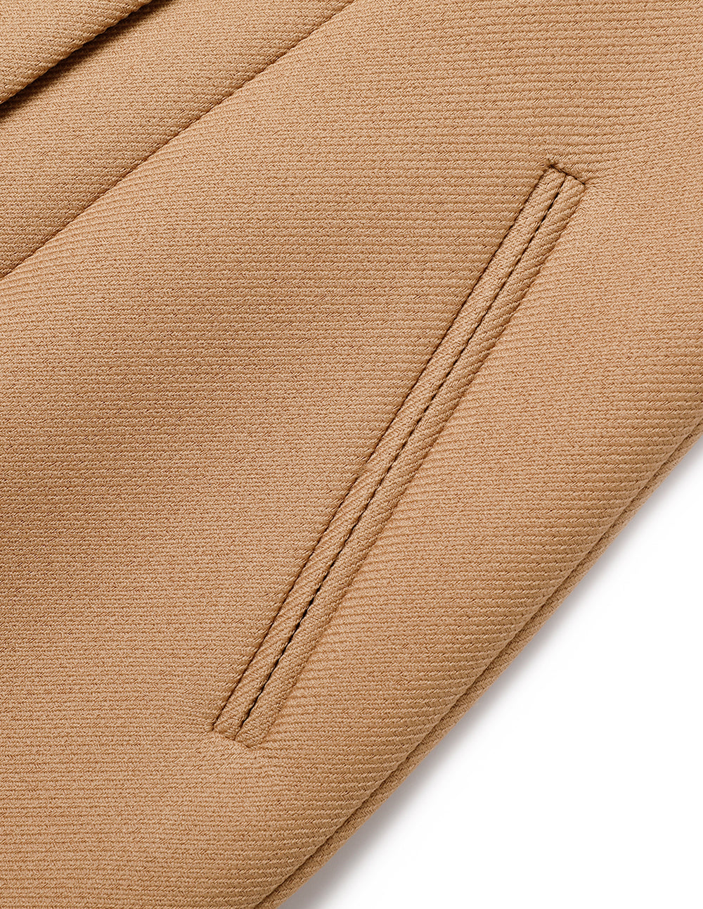 MARYLING Camel Peaked Lapel Double-Breasted Long Coat