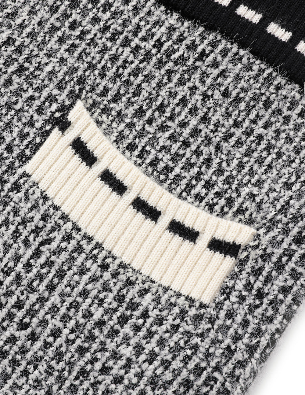 MARYLING Black & White Wool Knitted Wide-Leg Trousers