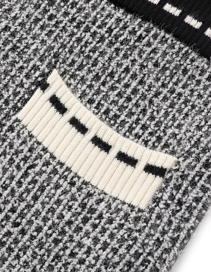 MARYLING Black & White Wool Knitted Wide-Leg Trousers