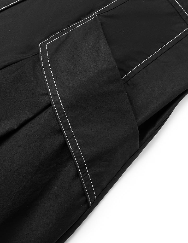 MARYLING Contrast Color Line Wide Swing Dress