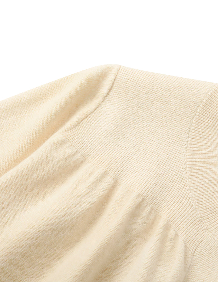 MARYLING Cream Mandarin Collar Fitted Knit Cardigan