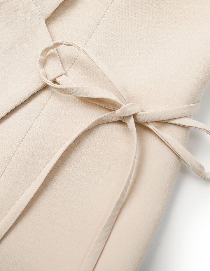 MARYLING Peaked Lapel Sleeveless Wrap-Tie Top