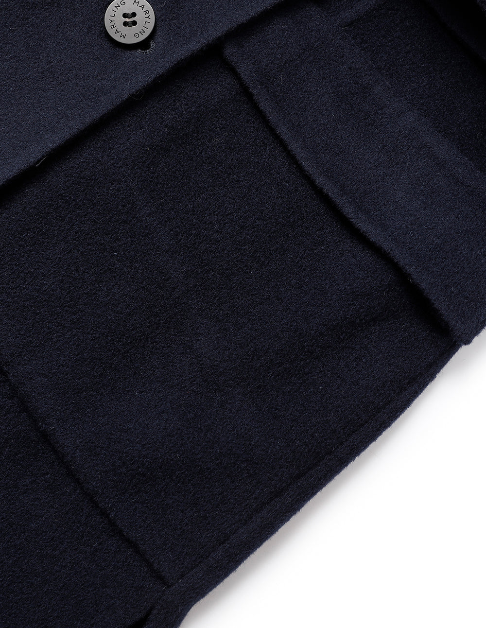 MARYLING Dark Blue Collarless Double-Breasted Coat