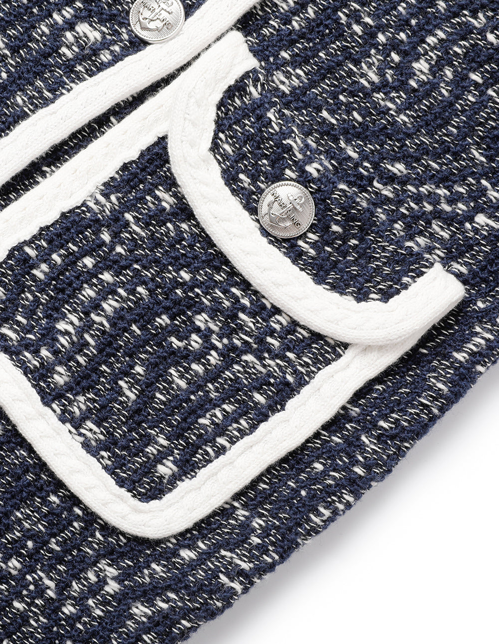 MARYLING V-Neck Long-Sleeve Straight Tweed Knitted Long Cardigan Jacket