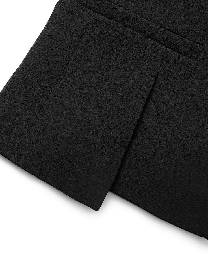 MARYLING Peaked-Lapel Double-Breasted Cropped Fitted Blazer