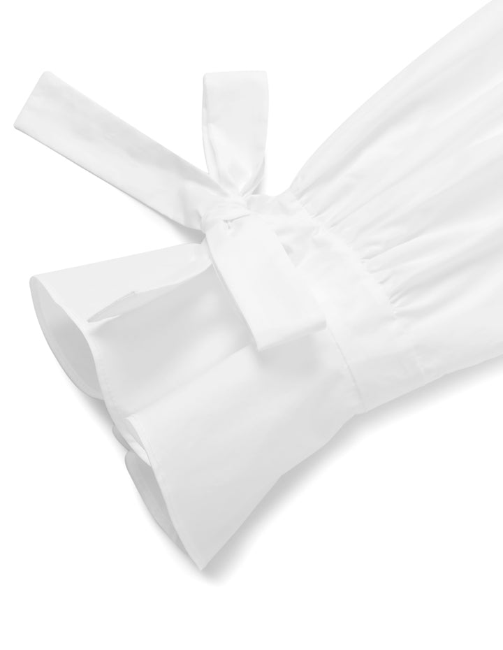 MARYLING V-Neck Cross Strap White Blouse