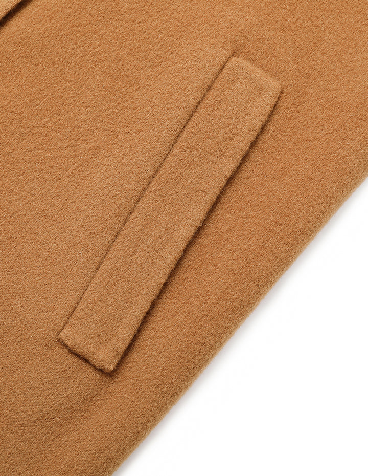 MARYLING Round-Neck Double-Breasted H-Shaped Camel-Colored Cashmere Coat