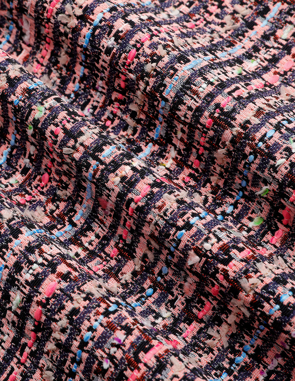 MARYLING Pink Striped Square Collar Tweed Jacket