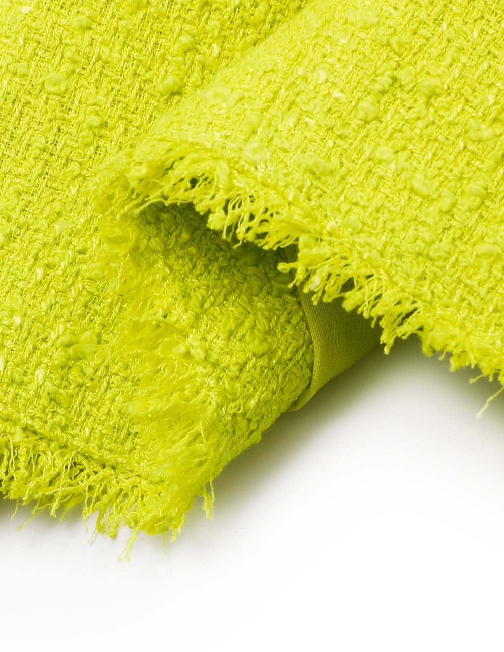 MARYLING Bright Yellow Crew Neck Tassel Detail Tweed Short Jacket