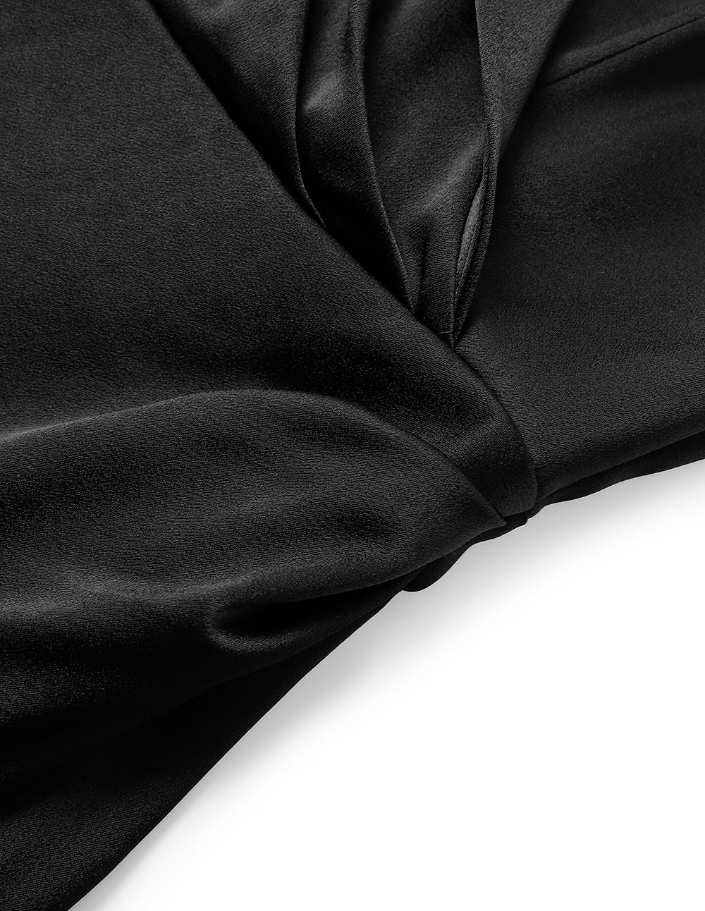 MARYLING Black Lapel Mid-Sleeve Slit Fishtail Evening-Dress