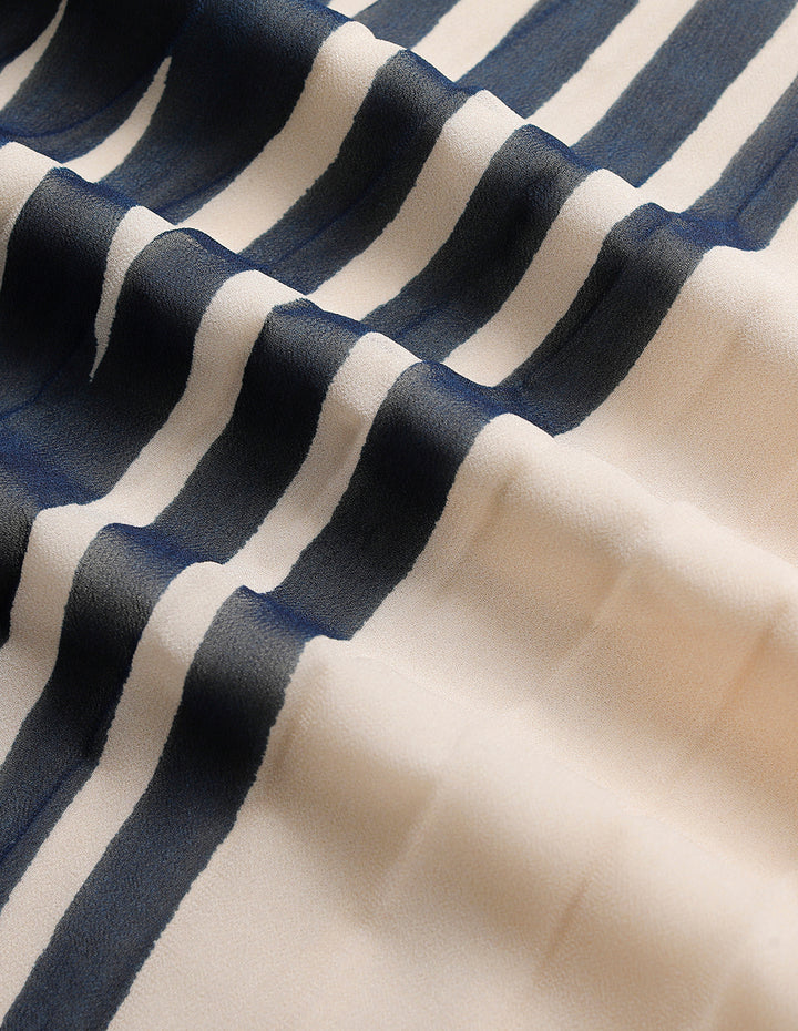 MARYLING Striped Long Sleeve Pleated Midi Shirt Dress