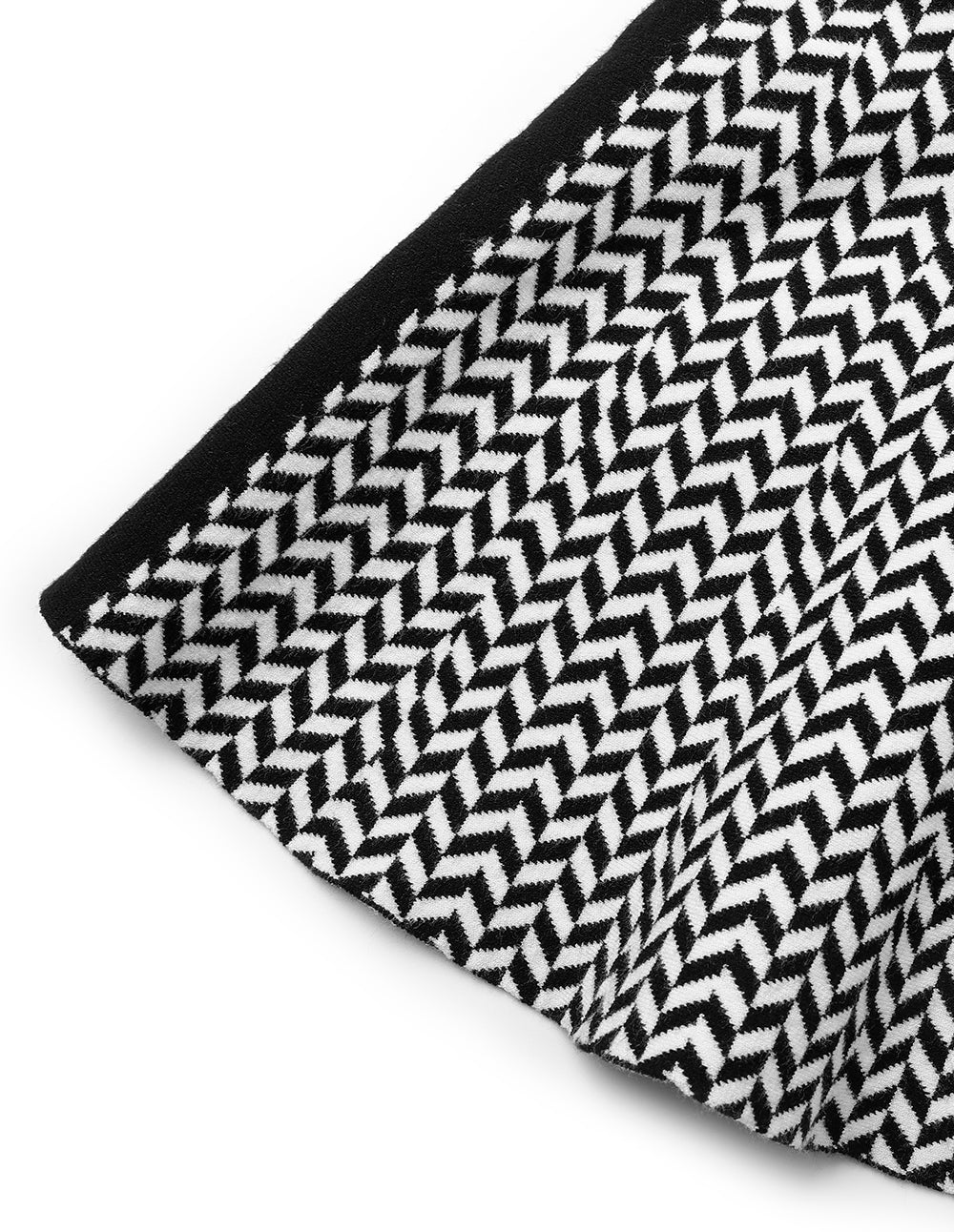 MARYLING Black And White Herringbone Fishtail Wool Knitted Skirt