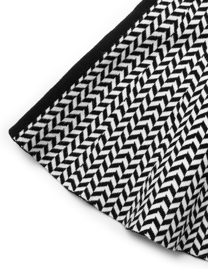 MARYLING Black And White Herringbone Fishtail Wool Knitted Skirt