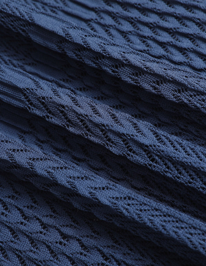 MARYLING Dark Blue Off-Shoulder Slim Fit Fishtail Lace Dress