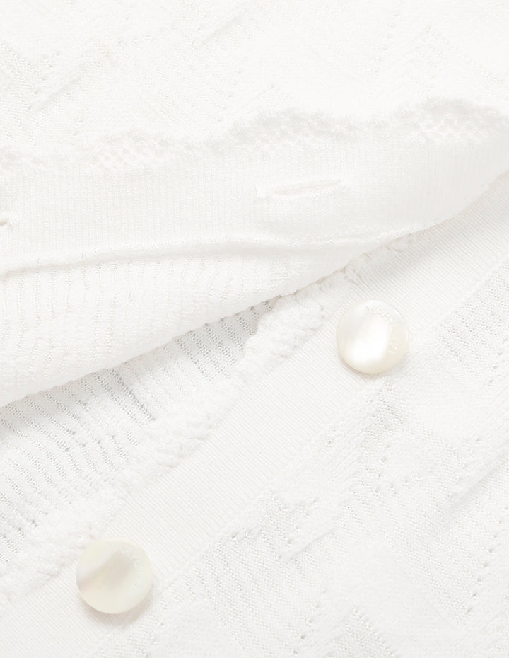 MARYLING Lapel Short-Sleeve Knit Cardigan