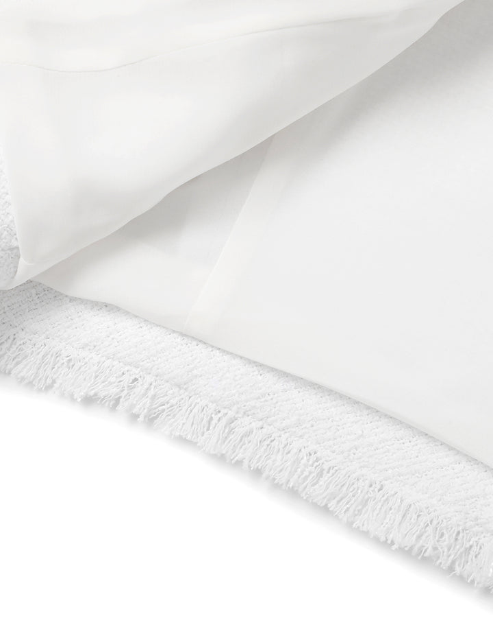 MARYLING White Fringed Tweed Short Blazer