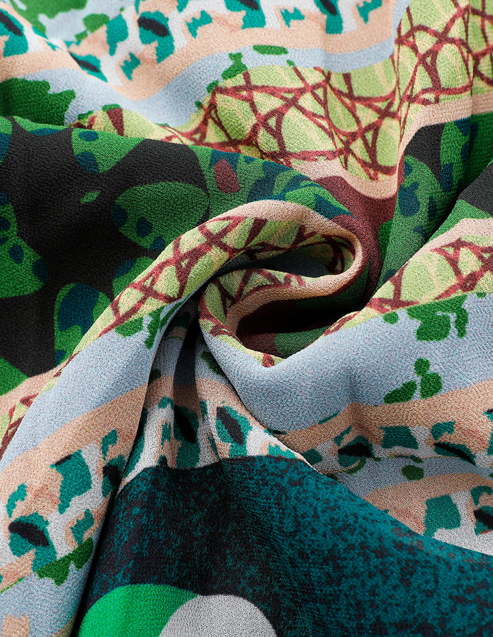 MARYLING Forest Print Bow Neck Needle Dress