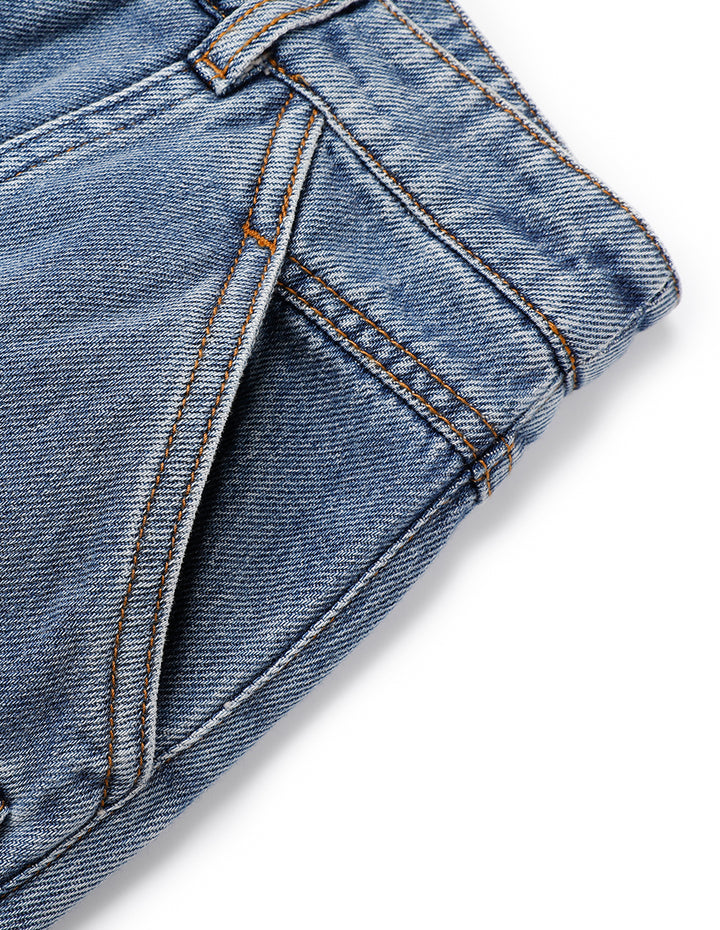 MARYLING Denim Blue Pocket Work-Style Jeans