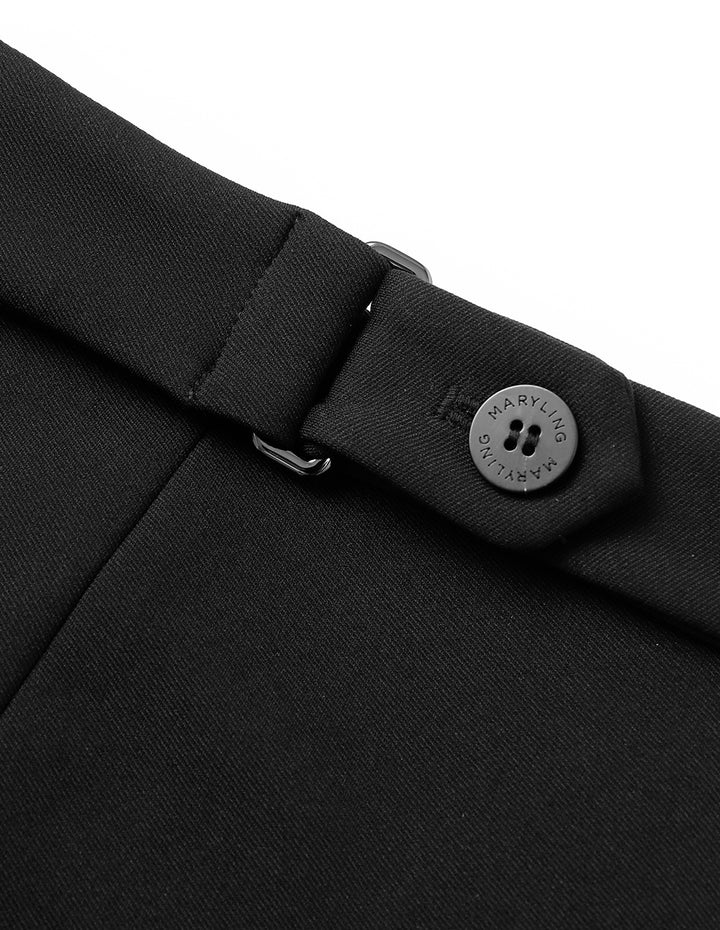 MARYLING Black Metal Buckle Slim-Fit Pants