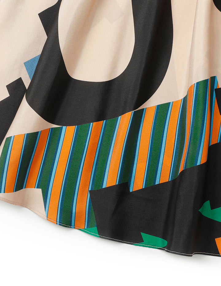 MARYLING Shirt Collar Short-Sleeves Printed Dress