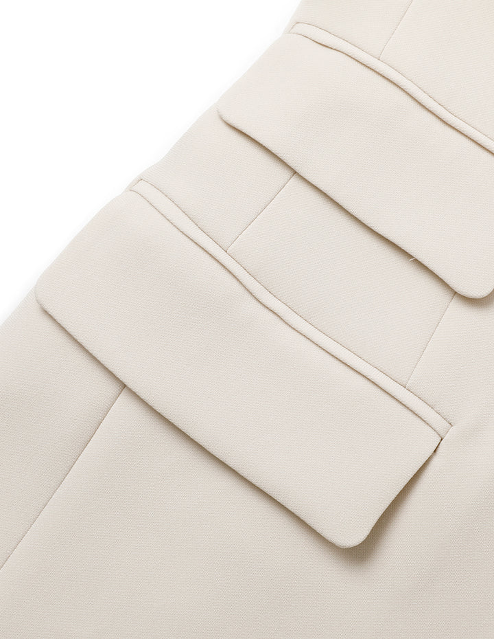 MARYLING Creamy Beige Peaked Lapel Waist Blazer