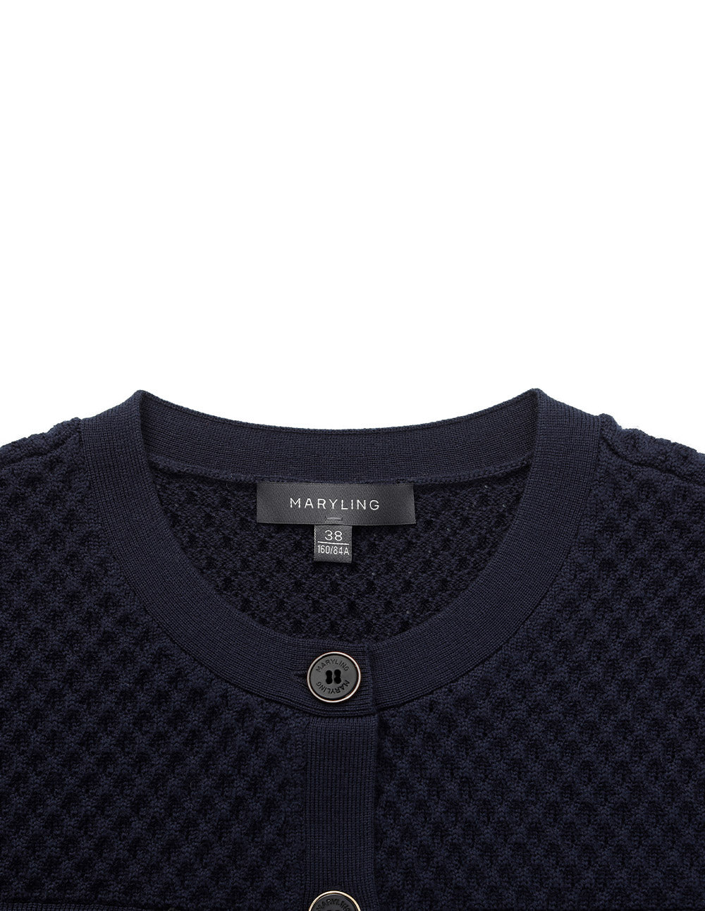 MARYLING Round-Neck Chain Mutil-Pocket Cropped Knit Cardigan